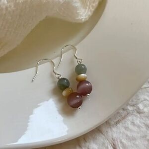 Handcrafted Beaded Drop Earrings Tassel Dangle Natural Gemstone Jewelry Boho New
